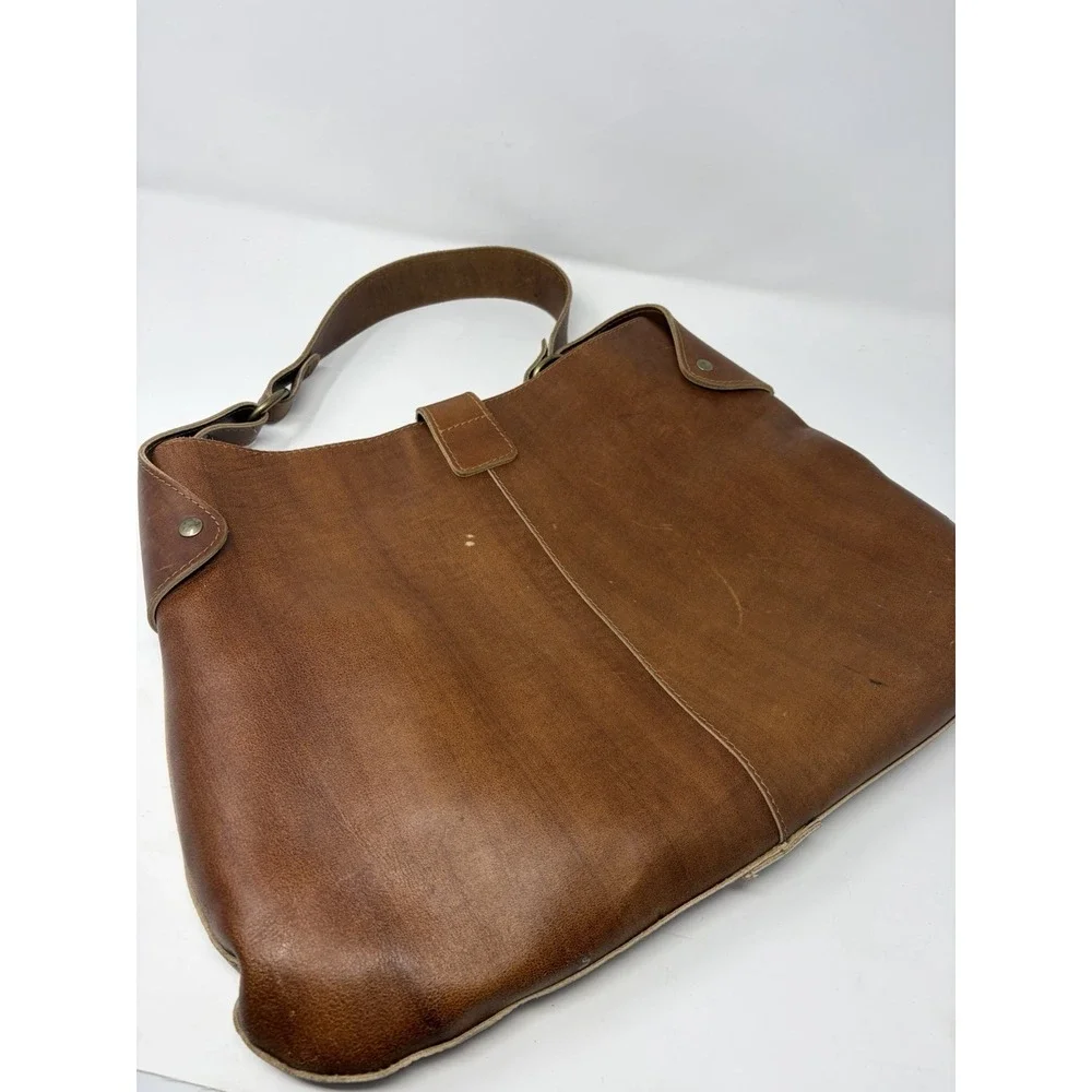 Vintage HOBO International Brown Leather Hobo Shoulder Bag Made Colombia